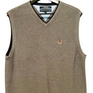 Vintage Tommy Hilfiger Sweater Vest - Gray w/ logo - Men's Large